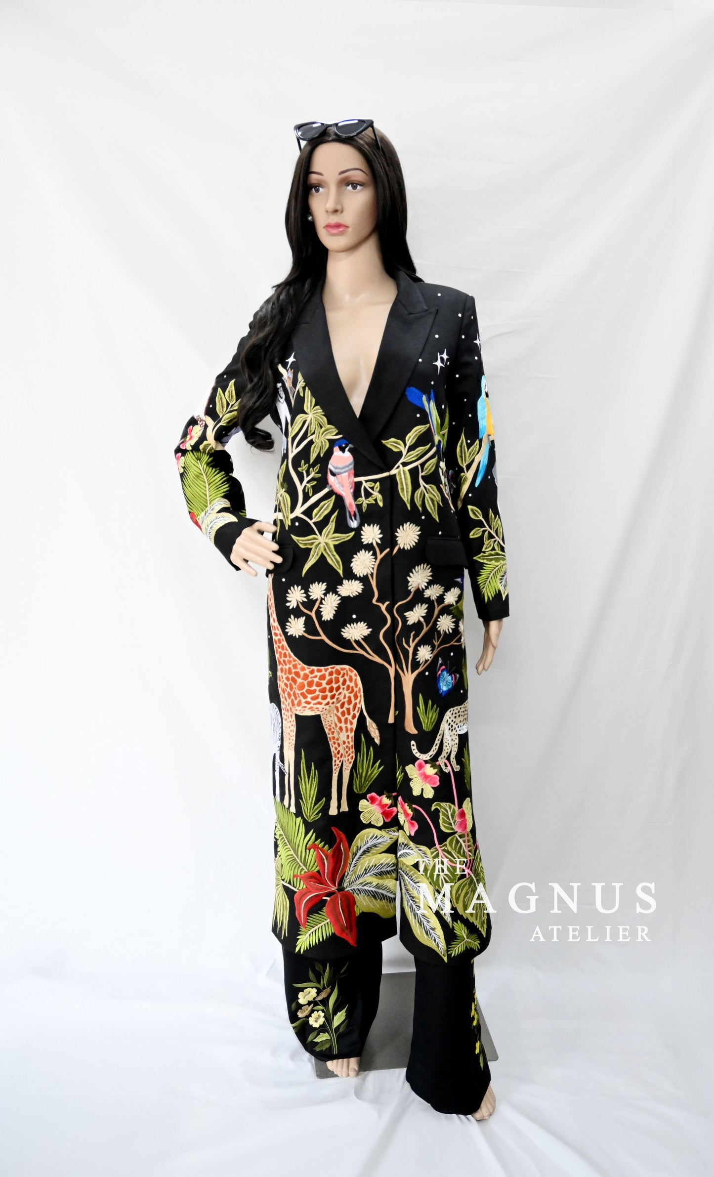 Women's Black Tailored Embroidered Suit For Special Events