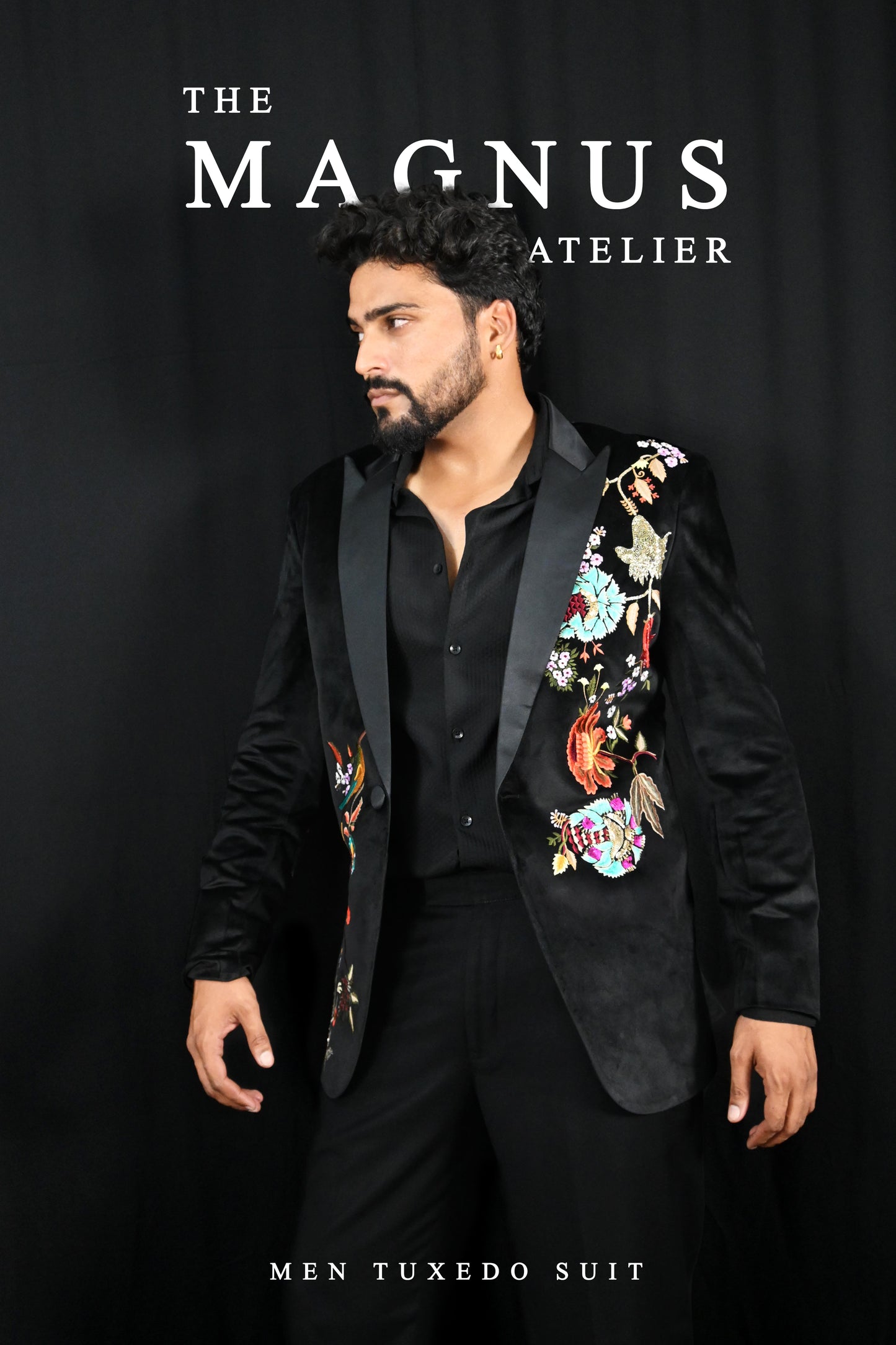 Black Velvet Embroidered Men's Blazer Suit – Sophistication for Special Events